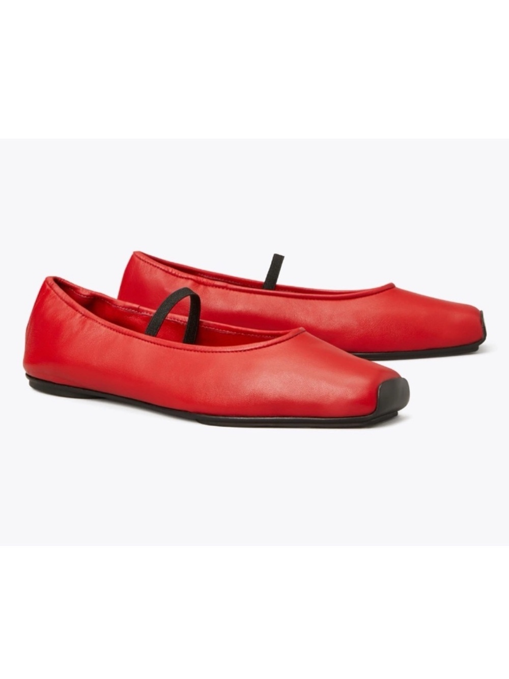 Tory Burch Runway Red Leather Mary Jane Ballet Flats